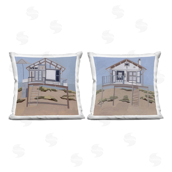 stupell industries Melissa Wang | Silent Shore Beach Houses Printed Throw Pillow Set