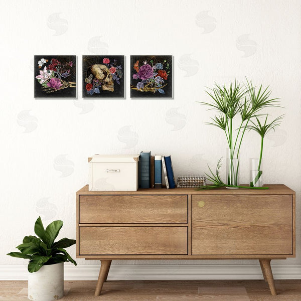 Stupell Industries Melissa Wang | Skull & Bones Floral Drawing Designs Wall Art