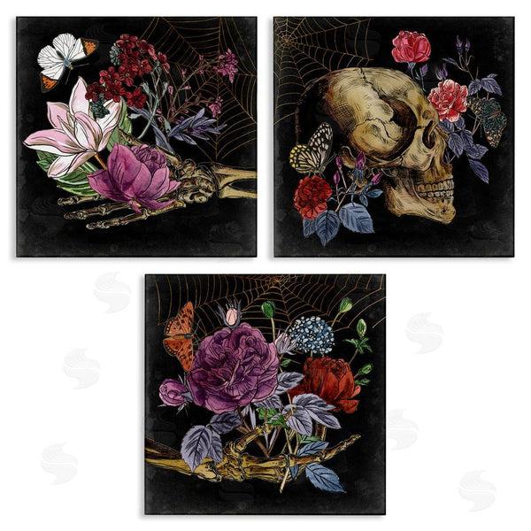 stupell industries Melissa Wang | Skull & Bones Floral Drawing Designs Wall Art