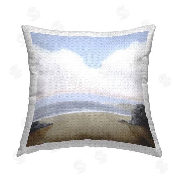 Stupell Industries Melissa Wang | Soft Clouds Over Beach Printed Throw Pillow