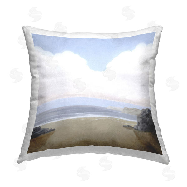 stupell industries Melissa Wang | Soft Clouds Over Beach Printed Throw Pillow