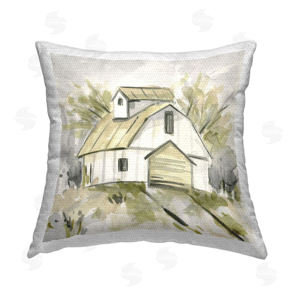 Stupell Industries Melissa Wang | Soft Neutral Barn Printed Throw Pillow