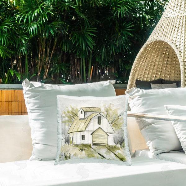 Stupell Industries Melissa Wang | Soft Neutral Barn Printed Throw Pillow