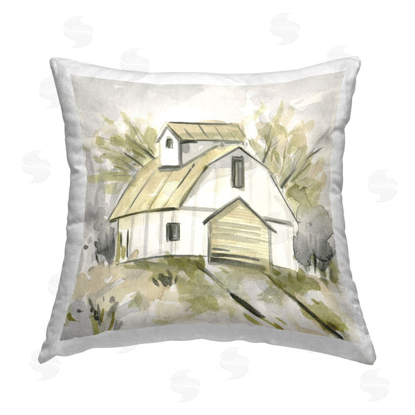 stupell industries Melissa Wang | Soft Neutral Barn Printed Throw Pillow