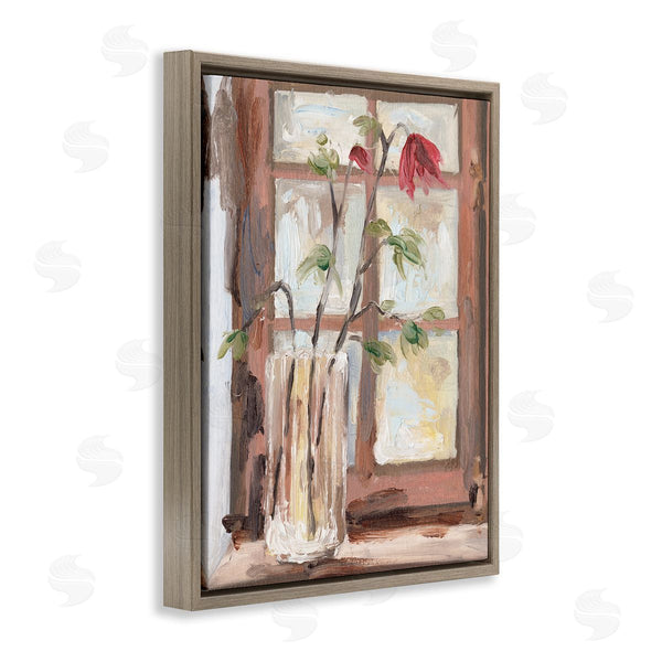 Stupell Industries Melissa Wang | Soft Red Florals Window Pane Flower Vase