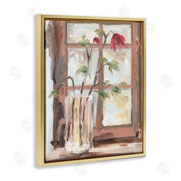 Stupell Industries Melissa Wang | Soft Red Florals Window Pane Flower Vase