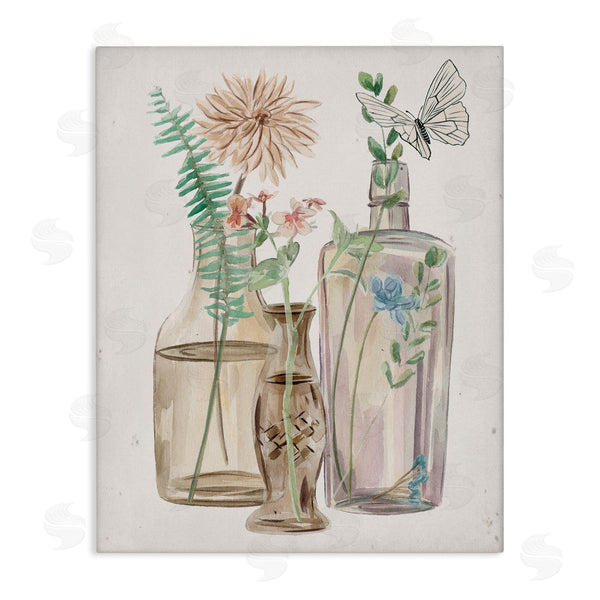 stupell industries Melissa Wang | Spring Meadow Bouquets Country Glasses Butterfly Florals Wall Art