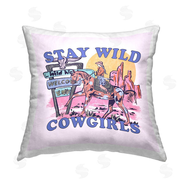 stupell industries Melissa Wang | Stay Wild Cowgirls Printed Throw Pillow