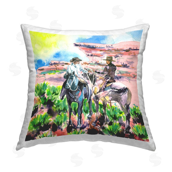 stupell industries Melissa Wang | Sunny Canyon Cowboys Printed Throw Pillow