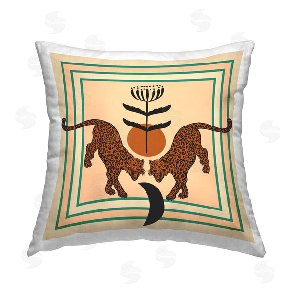 stupell industries Melissa Wang | Symmetrical Tropical Leopards Printed Throw Pillow