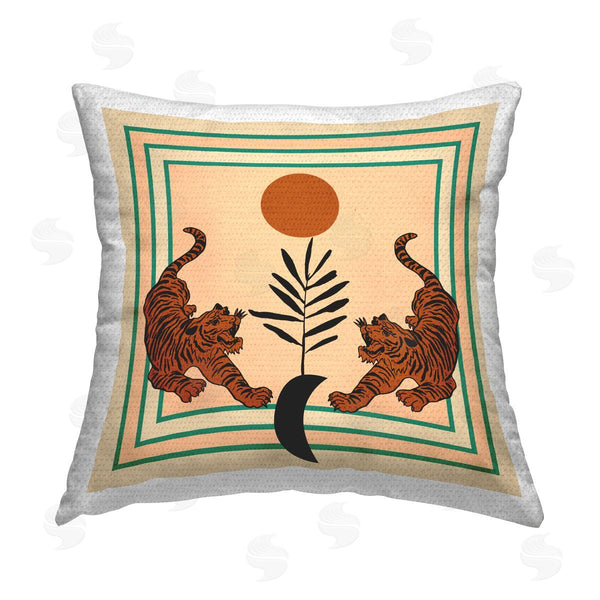 Stupell Industries Melissa Wang | Symmetrical Tropical Tigers Printed Throw Pillow