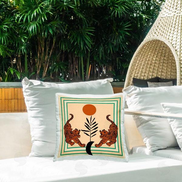 Stupell Industries Melissa Wang | Symmetrical Tropical Tigers Printed Throw Pillow