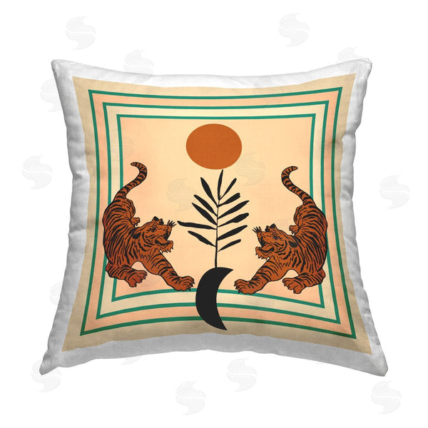 stupell industries Melissa Wang | Symmetrical Tropical Tigers Printed Throw Pillow