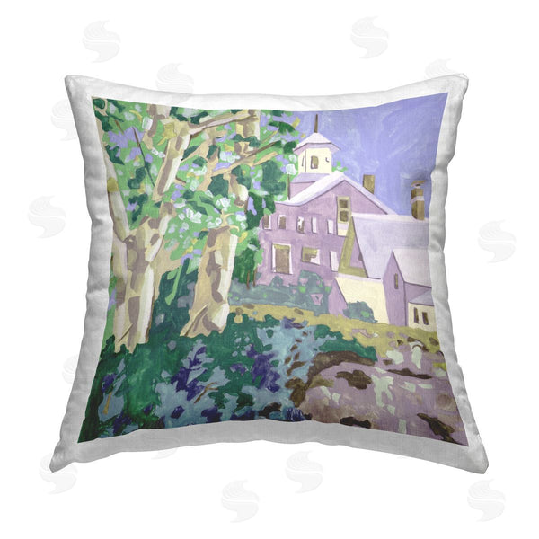 stupell industries Melissa Wang | Town Church Through Trees Printed Throw Pillow