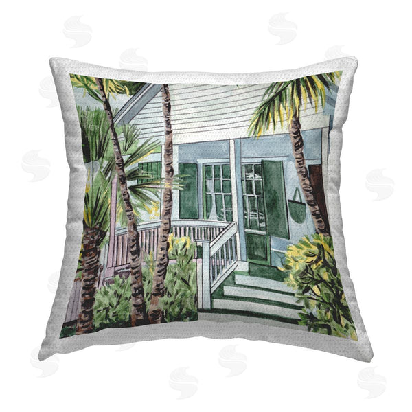 Stupell Industries Melissa Wang | Tropical Cottage Porch Printed Throw Pillow
