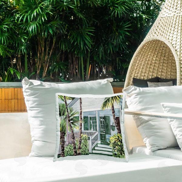 Stupell Industries Melissa Wang | Tropical Cottage Porch Printed Throw Pillow