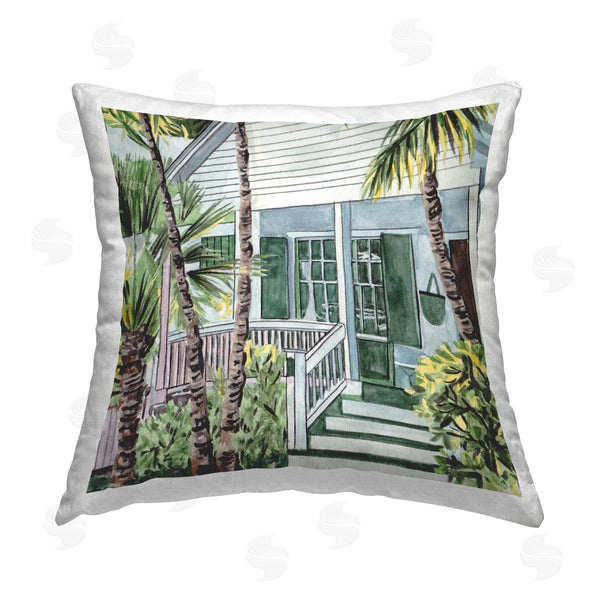 stupell industries Melissa Wang | Tropical Cottage Porch Printed Throw Pillow