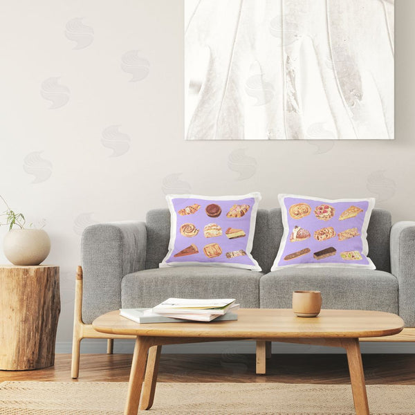 Stupell Industries Melissa Wang | Various Pastries On Purple Printed Throw Pillow Set