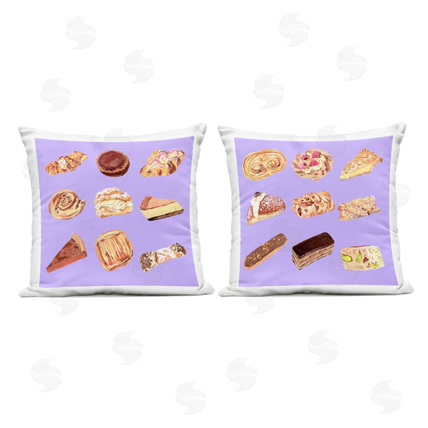 Stupell Industries Melissa Wang | Various Pastries On Purple Printed Throw Pillow Set