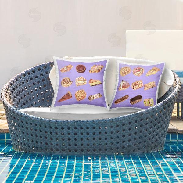 Stupell Industries Melissa Wang | Various Pastries On Purple Printed Throw Pillow Set