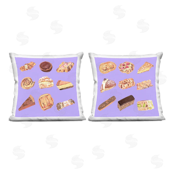 stupell industries Melissa Wang | Various Pastries on Purple Printed Throw Pillow Set