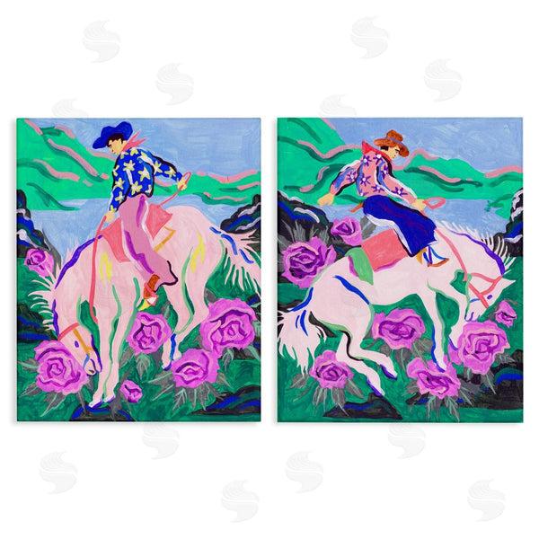 stupell industries Melissa Wang | Vivid Rearing Cowboys