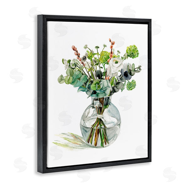 Stupell Industries Melissa Wang | Watercolor Foliage Bouquet Soft White Floral Glass Jar Wall Art