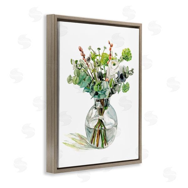 Stupell Industries Melissa Wang | Watercolor Foliage Bouquet Soft White Floral Glass Jar Wall Art