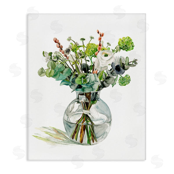 stupell industries Melissa Wang | Watercolor Foliage Bouquet Soft White Floral Glass Jar Wall Art