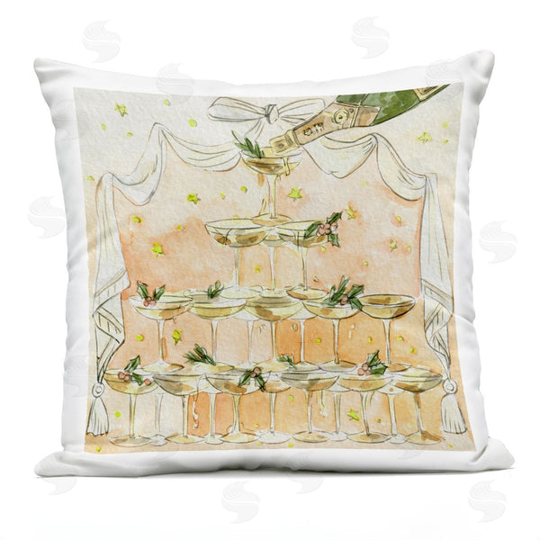 Stupell Industries Melissa Wang | Winter Champagne Cocktails Tower Printed Throw Pillow