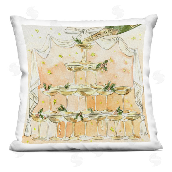 stupell industries Melissa Wang | Winter Champagne Cocktails Tower Printed Throw Pillow