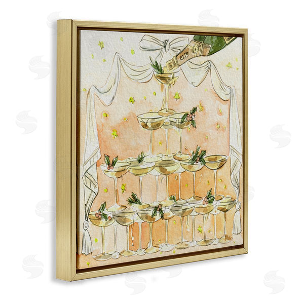 Stupell Industries Melissa Wang | Winter Champagne Cocktails Tower Wall Art