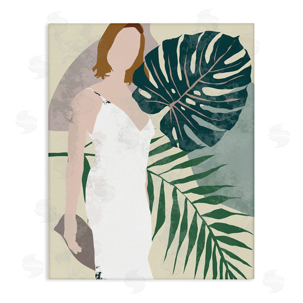 stupell industries Melissa Wang | Woman with Tropical Palms Shaded Plants