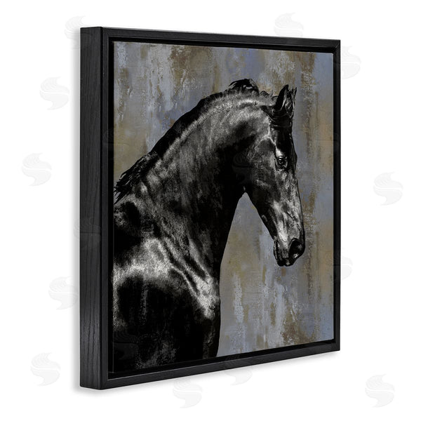 Stupell Industries Melonie Miller | Black Stallion Horse Portrait