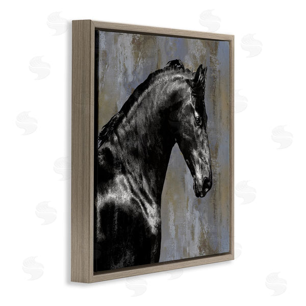 Stupell Industries Melonie Miller | Black Stallion Horse Portrait