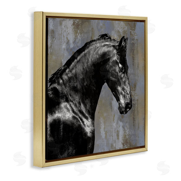 Stupell Industries Melonie Miller | Black Stallion Horse Portrait