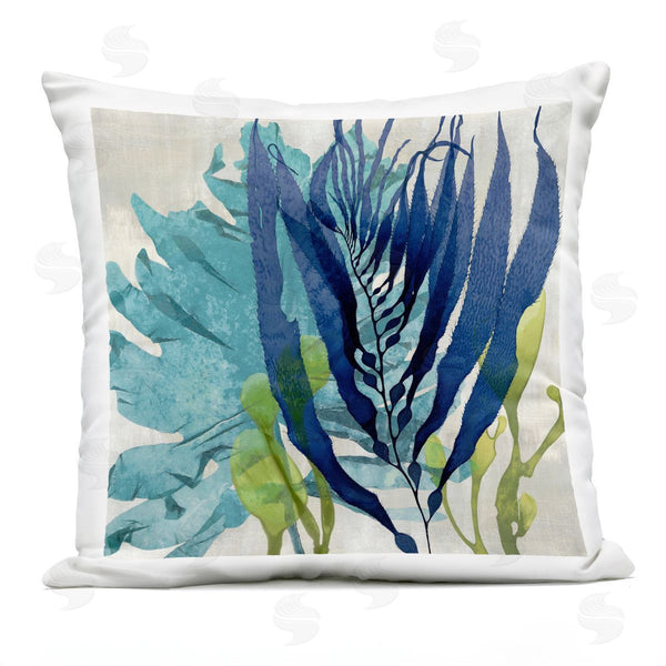 Stupell Industries Melonie Miller | Blue Seaweed Plant Flowing Leaves Printed Throw Pillow