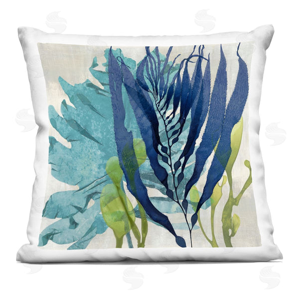 stupell industries Melonie Miller | Blue Seaweed Plant Flowing Leaves Printed Throw Pillow