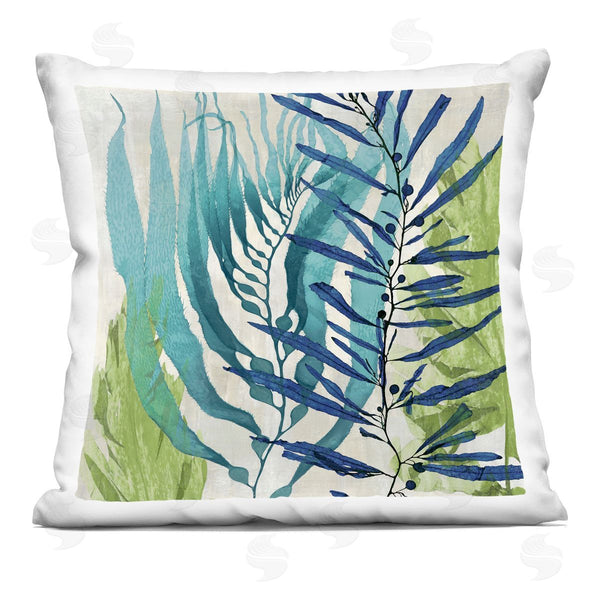 stupell industries Melonie Miller | Layered Tropical Blue Leaves Printed Throw Pillow