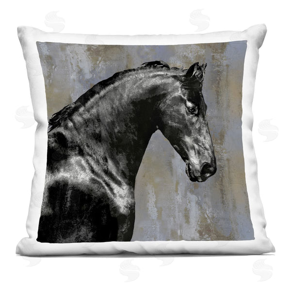 stupell industries Melonie Miller | Majestic Black Stallion Horse Wildlife Portrait Printed Throw Pillow