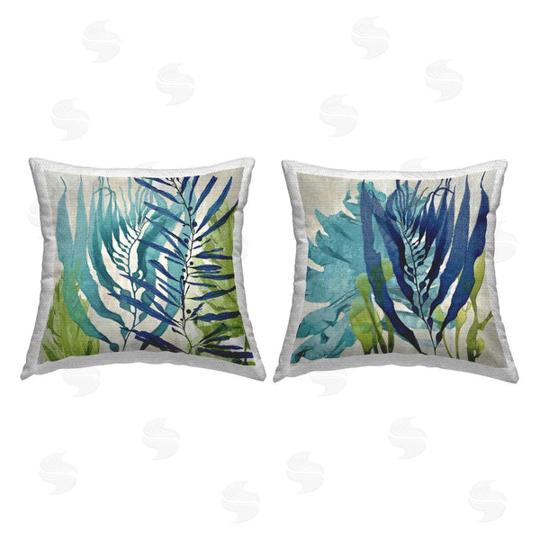 Stupell Industries Melonie Miller | Nautical Seaweed Grass Layered Printed Throw Pillow Set