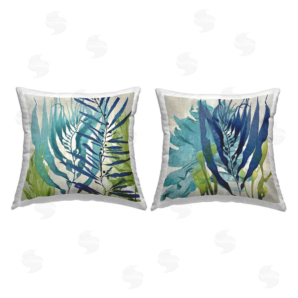 stupell industries Melonie Miller | Nautical Seaweed Grass Layered Printed Throw Pillow Set