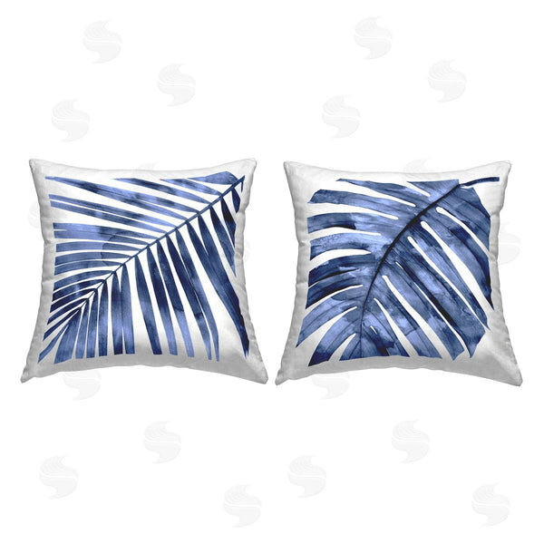 stupell industries Melonie Miller | Tropical Blue Rainforest Palms Printed Throw Pillow Set