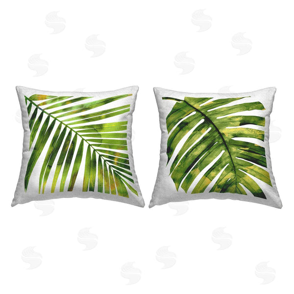 Stupell Industries Melonie Miller | Tropical Monstera Palms Nature Printed Throw Pillow Set