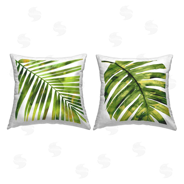 stupell industries Melonie Miller | Tropical Monstera Palms Nature Printed Throw Pillow Set