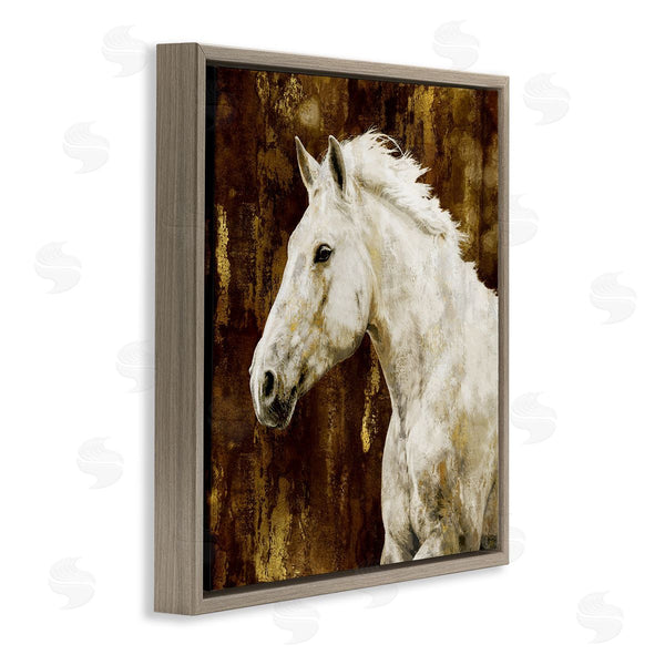 Stupell Industries Melonie Miller | White Stallion Horse Portrait