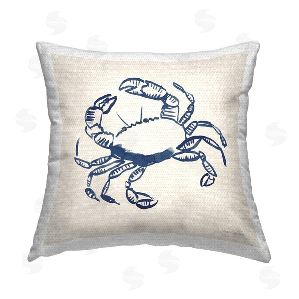 Stupell Industries Mercedes Lopez Charro | Aquatic Crab On Beige Printed Throw Pillow