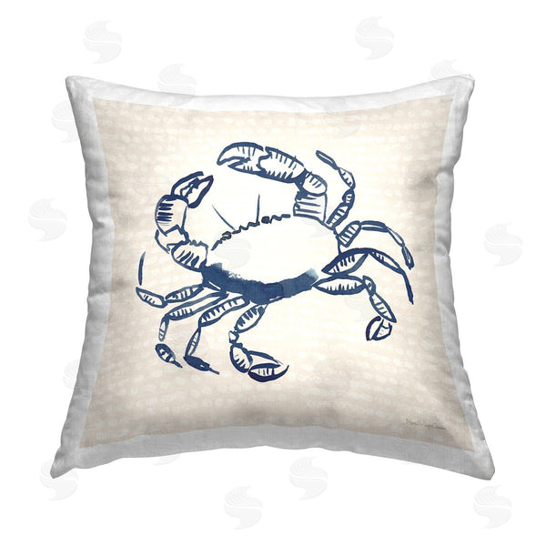 stupell industries Mercedes Lopez Charro | Aquatic Crab on Beige Printed Throw Pillow