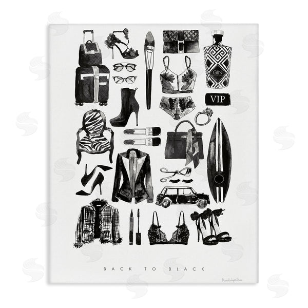 stupell industries Mercedes Lopez Charro | Back to Black Quote Glam Fashion Mood Board