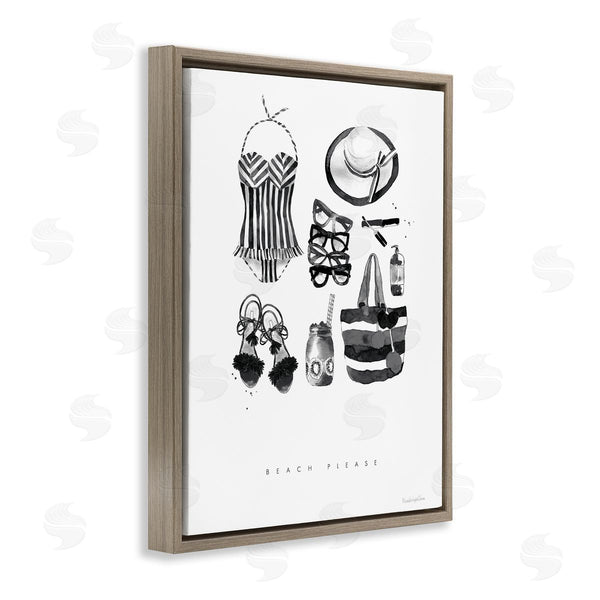 Stupell Industries Mercedes Lopez Charro | Beach Please Phrase Black White Female Fashion